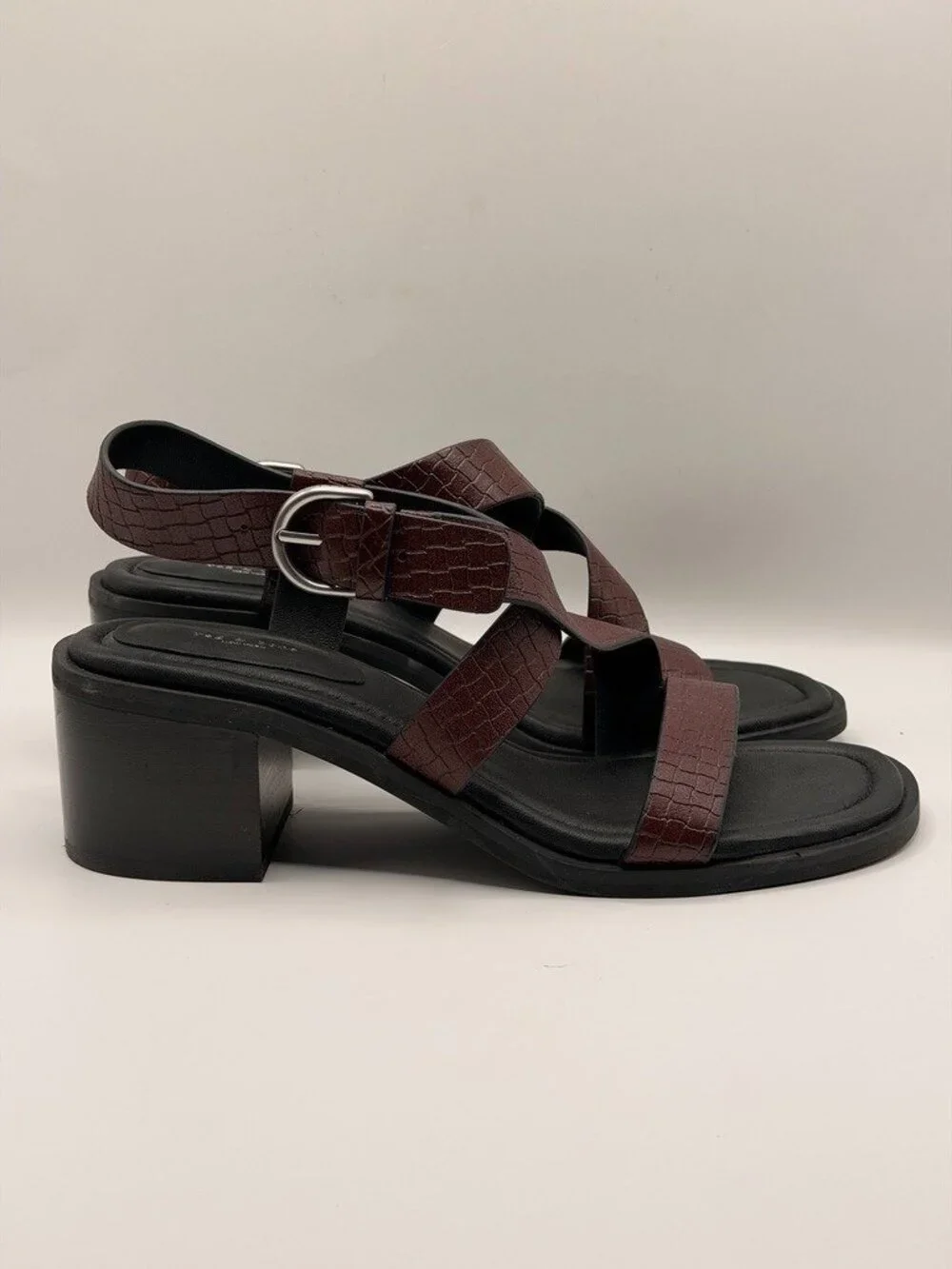 rag & bone Women Geo Winebktw Ankle Leather Strap Heel Sandal Sz EU 39.5 US 9.5